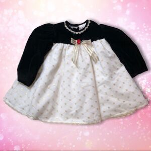 Rose Cottage Vintage Dress Velvet & Bows 18 Months
